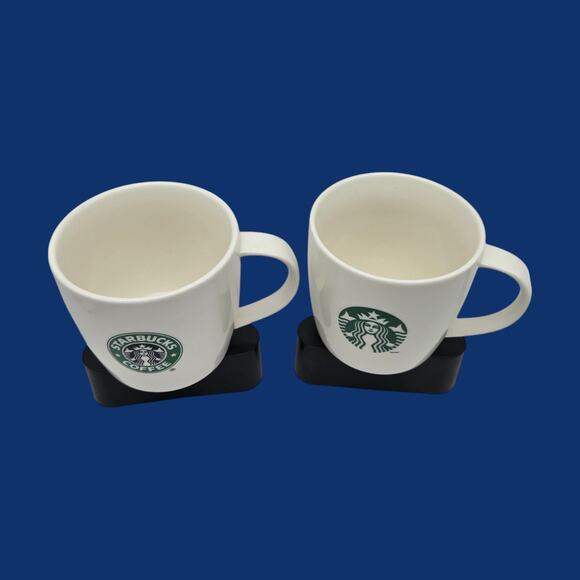 Set of Two 12oz White Starbucks Coffee Cup Mugs 2008 and 2013 (New Bone China) - Picture 9 of 16